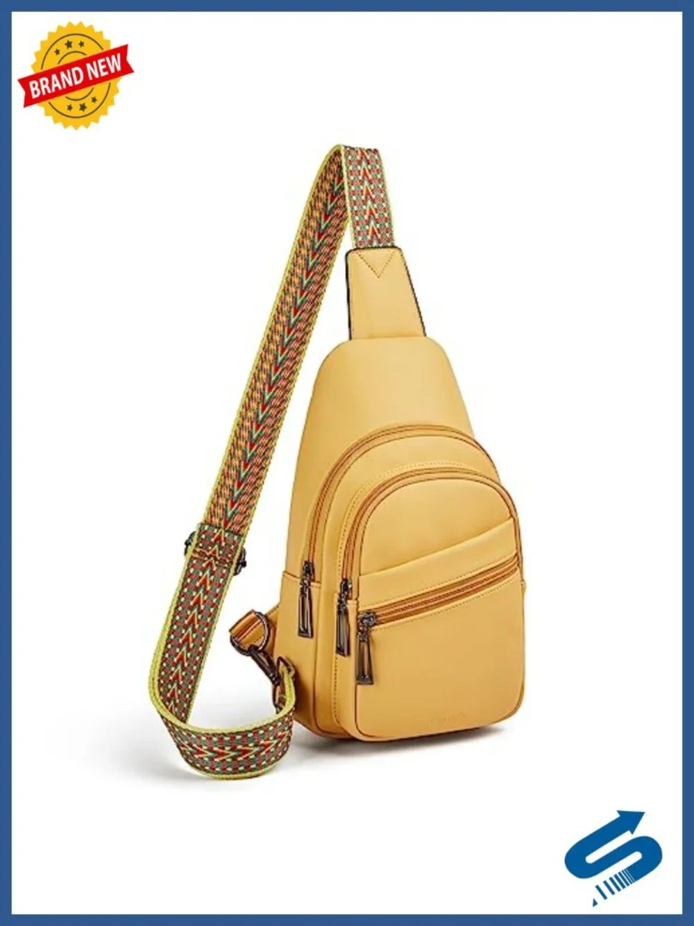 Women's Vegan PU Leather Crossbody Sling Bag with Adjustable Strap